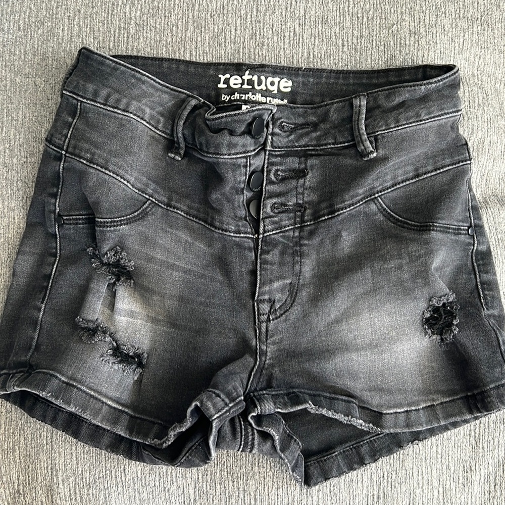 Black Light Wash Denim Shorts